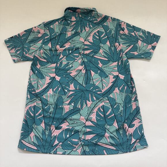 Bad Birdie Polo Shirt Medium Floral Hawaiian Performance Golf Leaves Aloha - Picture 7 of 10